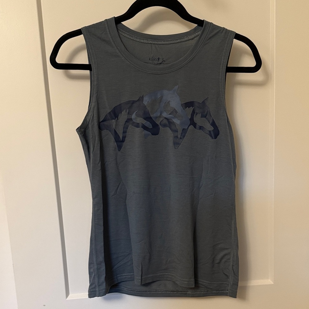 Kerrits Blue-Grey Horse Head Silhouette Tank